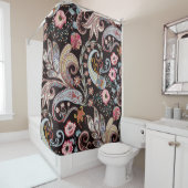 シームレスなパターンとカラフルペイズリーフローラ シャワーカーテン (インサイチュ)