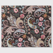 シームレスなパターンとカラフルペイズリーフローラ ラッピングペーパー (フラット)