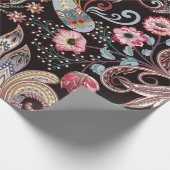 シームレスなパターンとカラフルペイズリーフローラ ラッピングペーパー (角)
