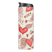シームレスなパターンとハート。ハッピーバレンタインデー タンブラー (回転右)