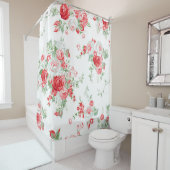 シームレスなパターンとヴィンテージバラ、夏のデザイン シャワーカーテン (インサイチュ)
