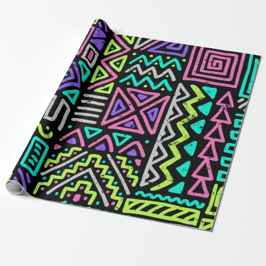  シームレスなパターンと抽象芸術線。幾何学的な ラッピングペーパー (アンロールド)