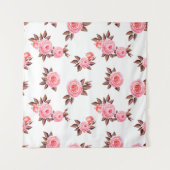 シームレスなパターンと英語のrosesbeauty,黒 タペストリー (正面(横))