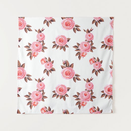 シームレスなパターンと英語のrosesbeauty,黒 タペストリー (正面)