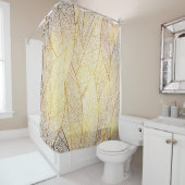 シームレスなパターンと葉金ゴールド シャワーカーテン (インサイチュ)