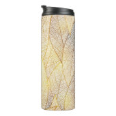 シームレスなパターンと葉金ゴールド タンブラー (回転右)