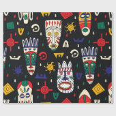 シームレスなパターンのアフリカの部族マスク ラッピングペーパー (フラット)