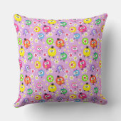 シームレスなパターンの子供の鳥は明るい子供のフクロウ クッション (裏面)