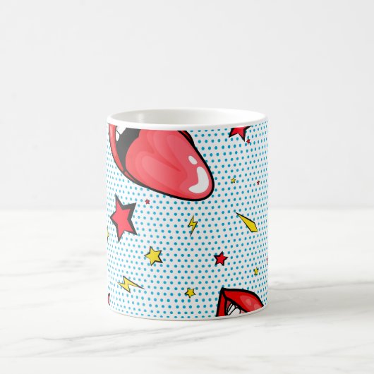 シームレスなパターンの漫画すごいの吹き出し コーヒーマグカップ (中央)