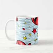 シームレスなパターンの漫画すごいの吹き出し コーヒーマグカップ (左)