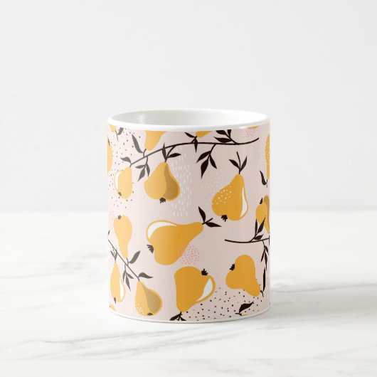 シームレスなパターンの背景を梨状にします。手描き画像 コーヒーマグカップ (中央)