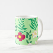 シームレスなパターンの花と葉の家の装飾、バック コーヒーマグカップ (正面右)