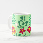 シームレスなパターンの花と葉の家の装飾、バック コーヒーマグカップ (正面左)