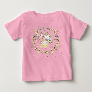 シームレスなパターンの蜂蜜の蜂、妖精、ベビーのミツバチ ベビーTシャツ