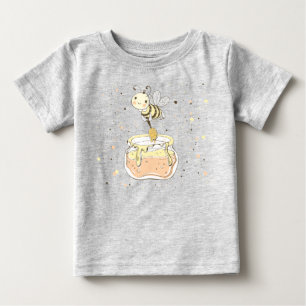 シームレスなパターンの蜂蜜の蜂、妖精、ベビーのミツバチ ベビーTシャツ