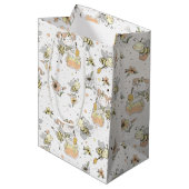 シームレスなパターンの蜂蜜の蜂、妖精、ベビーのミツバチ ミディアムペーパーバッグ (正面アングル)