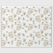 シームレスなパターンの蜂蜜の蜂、妖精、ベビーのミツバチ ラッピングペーパー (フラット)