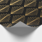 シームレスなパターンの黒と金ゴールド背景 ラッピングペーパー (角)