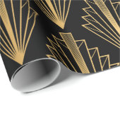 シームレスなパターンの黒と金ゴールド背景 ラッピングペーパー (ロールコーナー)