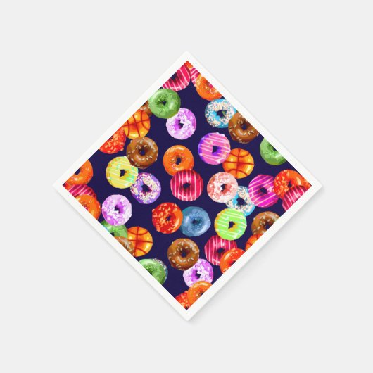 シームレスなパターンをドーナツとバックグラース。&アイディア スタンダードカクテルナプキン (角)
