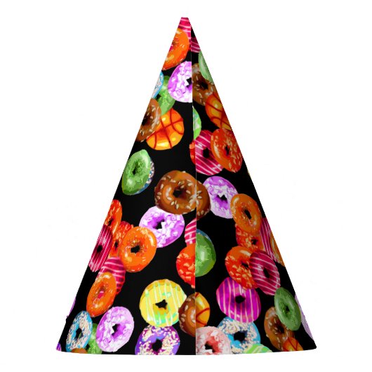 シームレスなパターンをドーナツとバックグラース。&アイディア パーティーハット (裏面)