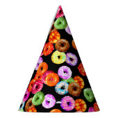 シームレスなパターンをドーナツとバックグラース。&アイディア パーティーハット (左)