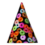 シームレスなパターンをドーナツとバックグラース。&アイディア パーティーハット (右)