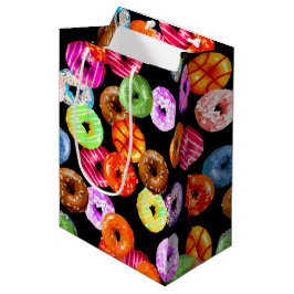 シームレスなパターンをドーナツとバックグラース。&アイディア ミディアムペーパーバッグ