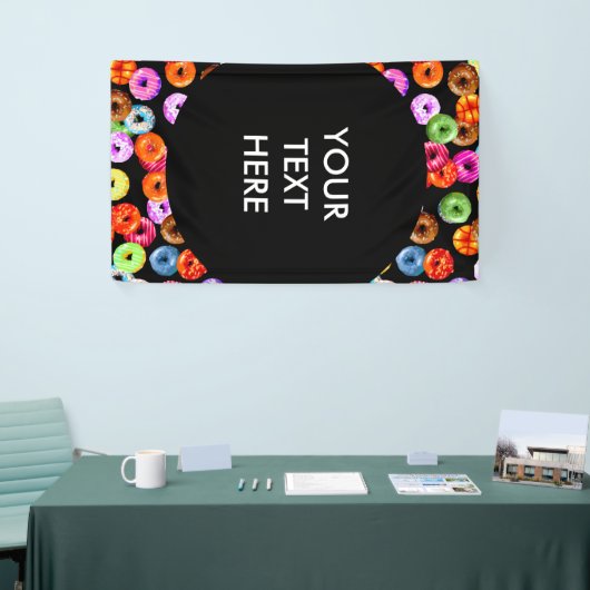 シームレスなパターンをドーナツとバックグラース。&アイディア 横断幕 (トレードショー)