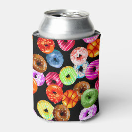シームレスなパターンをドーナツとバックグラース。&アイディア 缶クーラー