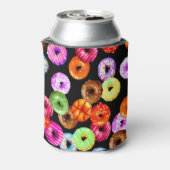 シームレスなパターンをドーナツとバックグラース。&アイディア 缶クーラー (缶裏面)