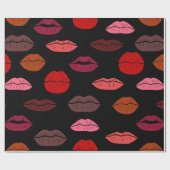 シームレスなパターンカラフル唇 ラッピングペーパー (フラット)