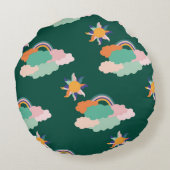 シームレスなパターンデザインとカラフルクラウドとr ラウンドクッション (裏面)