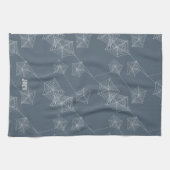 シームレスなパターンプリントグレーのクモの巣、カスタム キッチンタオル (横)