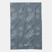 シームレスなパターンプリントグレーのクモの巣、カスタム キッチンタオル (縦)