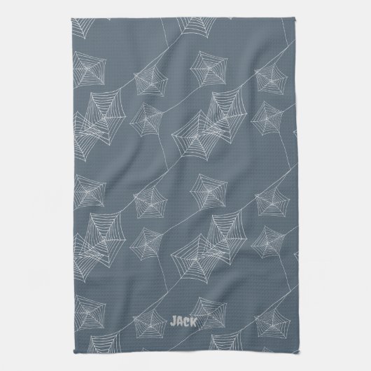 シームレスなパターンプリントグレーのクモの巣、カスタム キッチンタオル (縦)