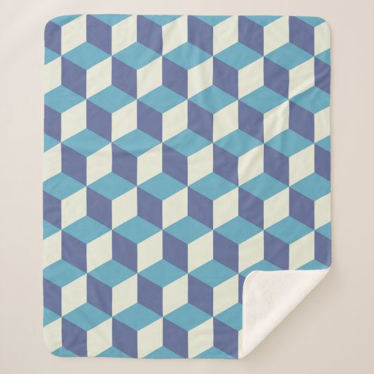 シームレスなパターンヴィンテージキューブアート、抽象芸術イラスト シェルパブランケット (正面)