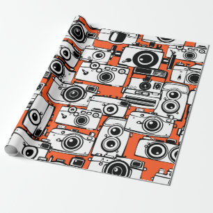シームレスなパターンヴィンテージフィルム写真カメラ ラッピングペーパー