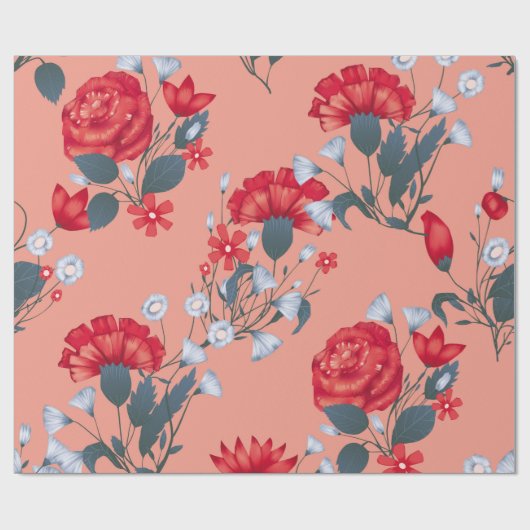 シームレスなパターンヴィンテージフローラデザインとバラ。 ラッピングペーパー (フラット)