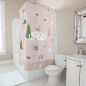 シームレスなパターン可愛いクリスマスの風景t シャワーカーテン (インサイチュ)