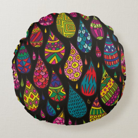 シームレスなパターン（の模様が）ある背景を装飾的に落とします。ブル ラウンドクッション (正面)