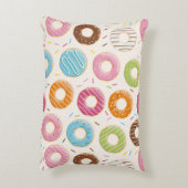 シームレスなパターン、カラフル美味しい光沢ドーナツ アクセントクッション (裏面(縦))