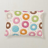 シームレスなパターン、カラフル美味しい光沢ドーナツ アクセントクッション (裏面)