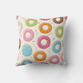 シームレスなパターン、カラフル美味しい光沢ドーナツ クッション (裏面)