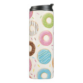 シームレスなパターン、カラフル美味しい光沢ドーナツ タンブラー (回転左)
