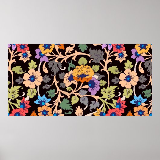 シームレスなパターン。クラシックイスラムフローラオーナメント。 ポスター (正面)