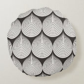 シームレスなパターン。スタイリッシュモノクロオーナメント。地域 ラウンドクッション (裏面)