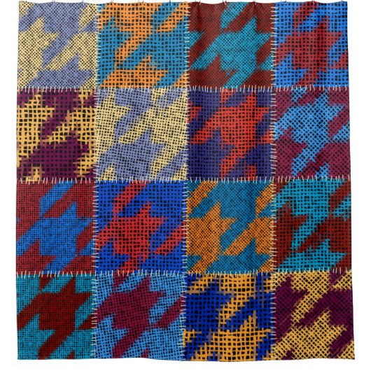 シームレスなパターン。パッチワークパターンの模倣 シャワーカーテン (正面)