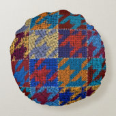 シームレスなパターン。パッチワークパターンの模倣 ラウンドクッション (裏面)