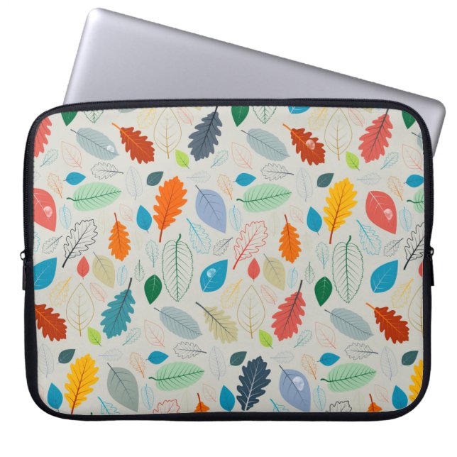 シームレスなパターン – ヴィンテージ紅葉図 ラップトップスリーブ (正面)